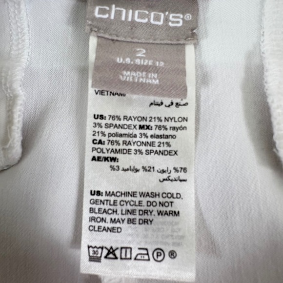 Chicos White Capri Pants Straight Leg Cropped Casual Pull On Womens Size 2/US 12 - Picture 4 of 11